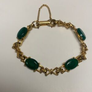 Vintage Emerald Green and Gold Bracelet
